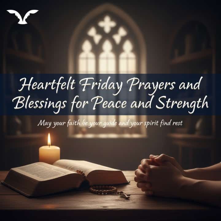 Prayer scene with open Bible, candle, and clasped hands.